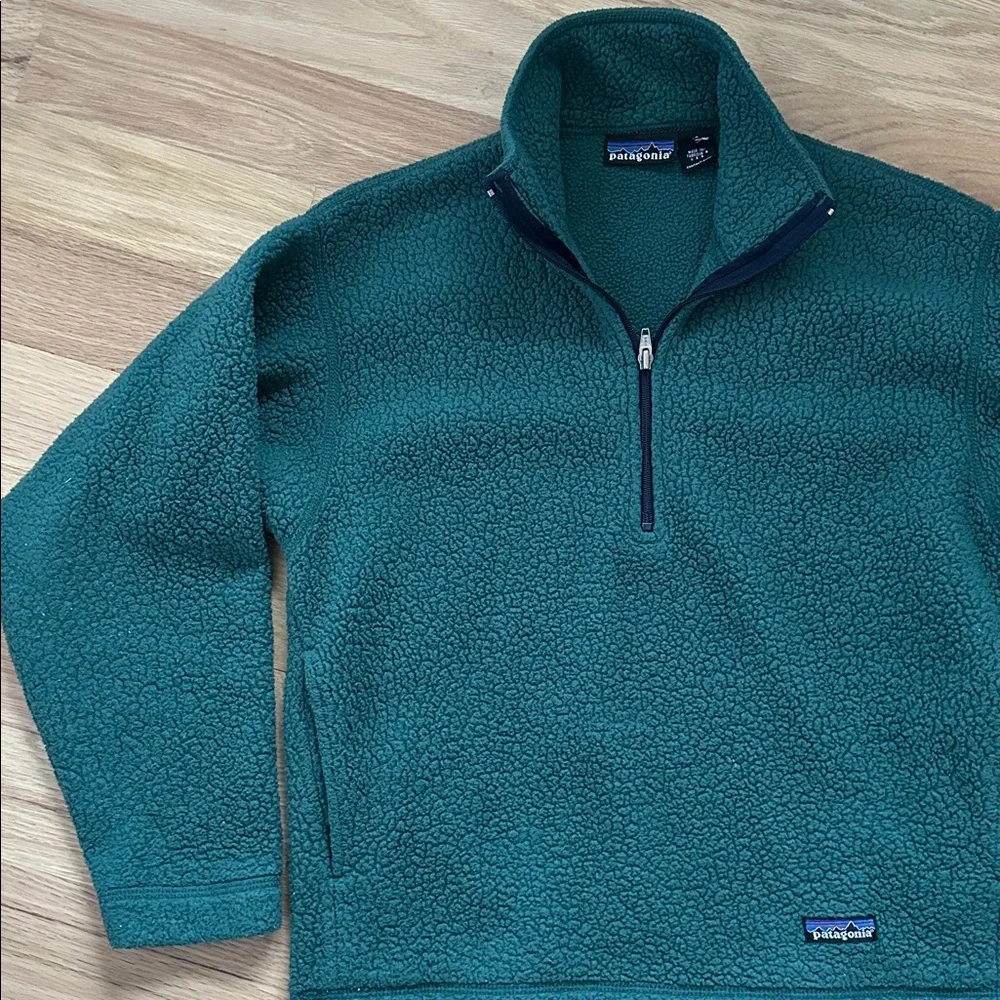 Patagonia vintage 1/2 zip pullover green fleece jacket size XS